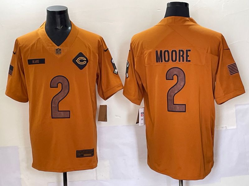 Men 2025 Chicago Bears #2 Moore Orange Nike Limited NFL Jersey style 001->chicago bulls->NBA Jersey